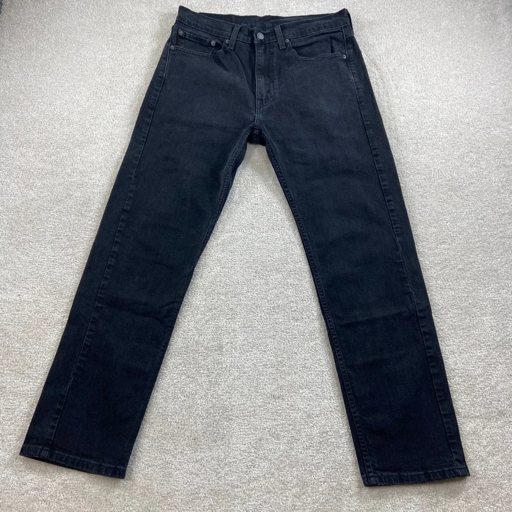 Levis 505 Regular Fit Jeans Mens 32 Black Straight Leg Denim